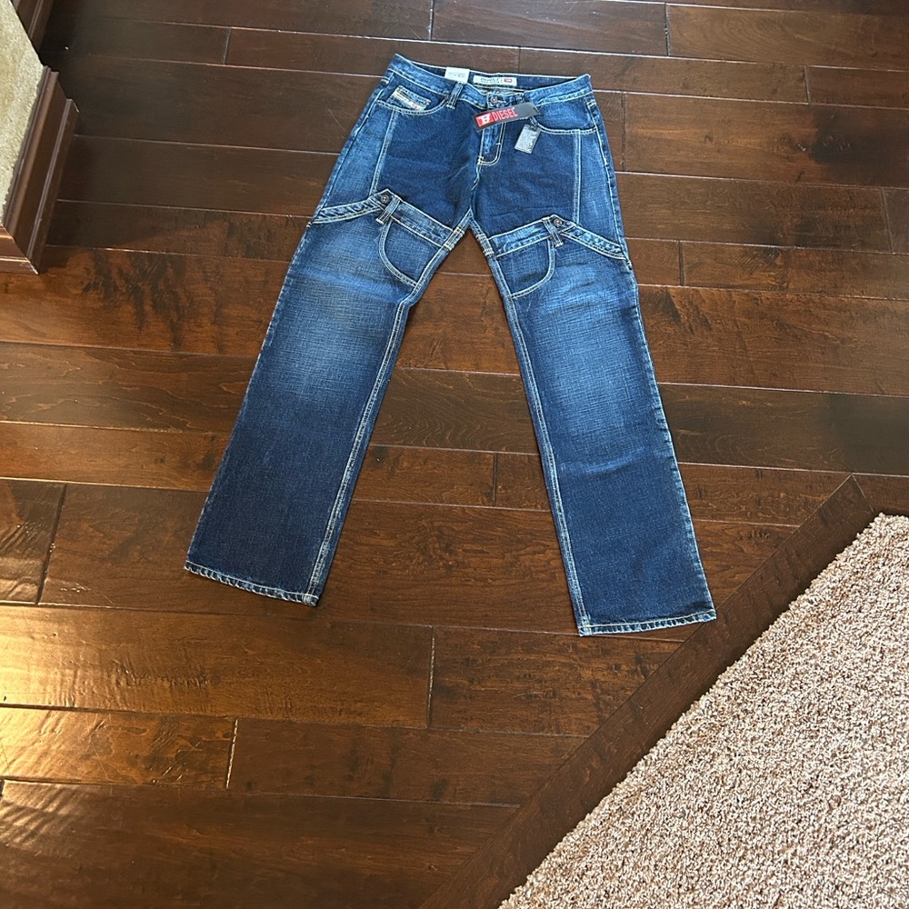 Diesel mens Straight Leg Blue Jeans